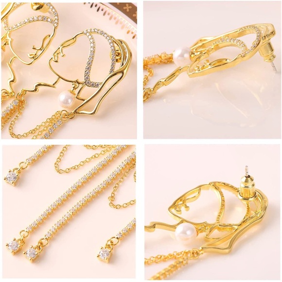 Unique Abstract Face Art Dangle Earrings - Picture 6 of 11